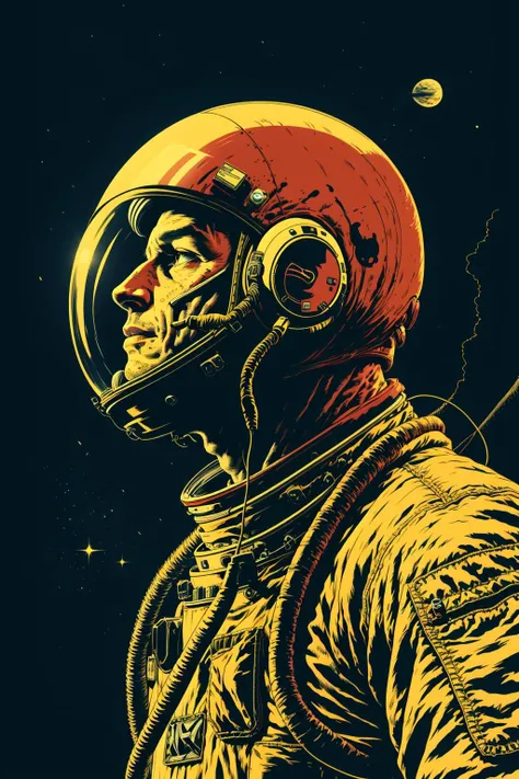 masterpiece illustration, detailed, DonM51ck male synth, astronaut, , <lora:DonM51ck-000008:0.8>