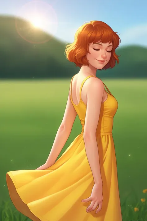 score_9, score_7_up, BREAK   <lora:othalam-guy-PONYv1:1>, 1girl, solo, april o'neil, sundress, field, lens flare, depth of field, light particles, yellow dress, from behind, from side, smile, closed eyes,