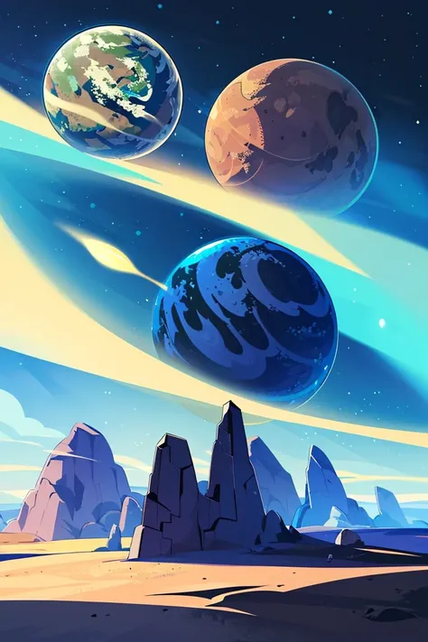 award winning photo, ((masterpiece,best quality)), absurdres, <lora:Vivid_Setting:0.8>, Vivid_Setting, no humans, scenery, cinematic composition, moon, earth_\(planet\),  scenery, sky, cloud,