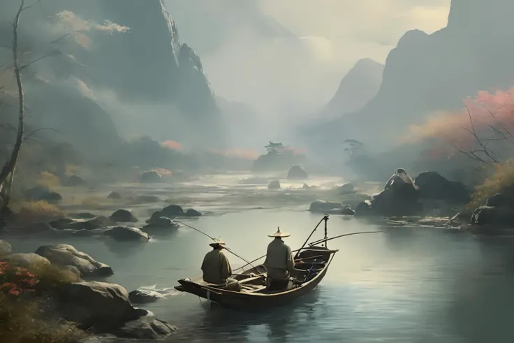 8k ,masterpiece,illustrate art,hyper sharpness,high detailed,cgi, natural light, light beam,
High resolution, Japanese art, fishing, edo era, <lora:add_detail:1>