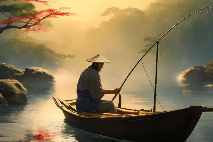 8k ,masterpiece,illustrate art,hyper sharpness,high detailed,cgi, natural light, light beam,
High resolution, Japanese art, fishing, edo era, <lora:add_detail:1>