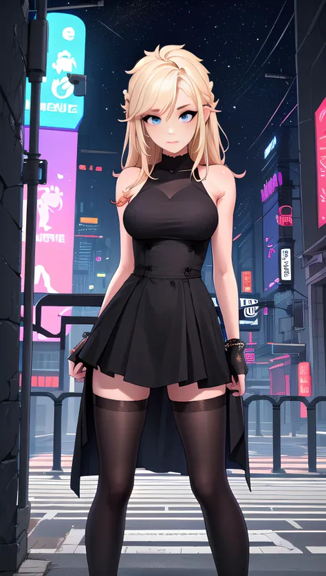 (masterpiece, best quality, detailed), ((1girl)), solo, looking at viewer,  long hair, rainbow hair, outdoors, cyberpunk, city, night, city lights, neon lights, <lora:Ronin:1>