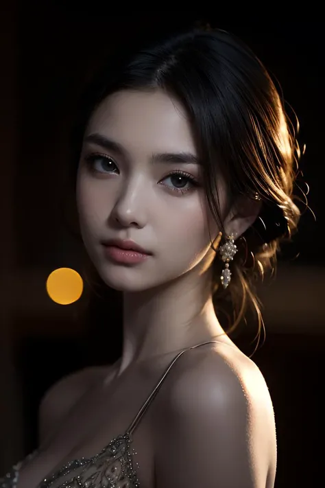 1 beautiful young girl, Super beautiful detail face, (Slightly open mouth, Sexy look:1.1), (Beautiful big breasts:1.3), (Slender body:1.2), (Ultra-stylish dress,chest wide open:1.5), Bare breasts, pubick hair, Carmelto details, (Fine face:1.2), Accessories, Earrings, conceptual art, High quality, Realistic, Extremely detailed CG unified 8K wallpaper, The is very detailed, High-definition RAW color photo, professional photoshooting, Realistic portrait, Cinematic light, Beautiful detailed, Super detail, High details, Sexy art, (((Bokeh))), depth of fields, illumination, Gorgeous Danner table, Super stylish lighting,