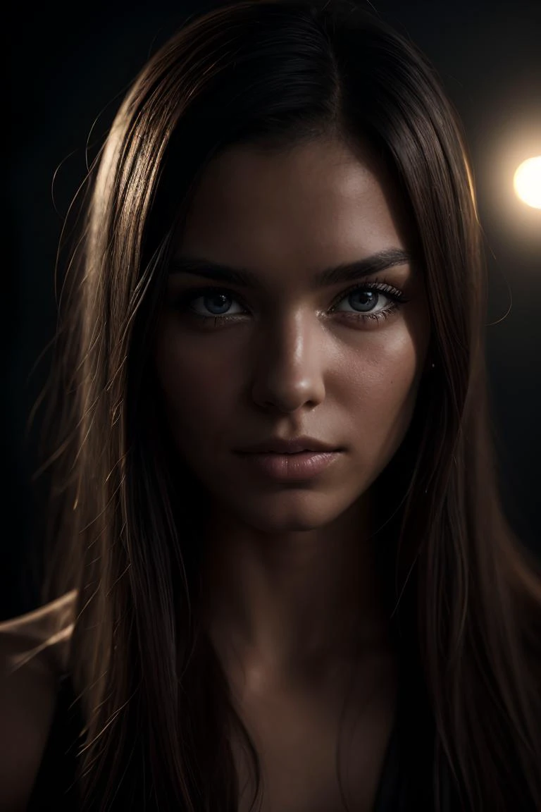 HyperSmoke, award winning portrait photo of an young norwegian woman, fair skin, bokeh, backlit, (brown color in detail:1.1), elegant atmosphere, realistic, intricate details, true skin tone, dark backround <lora:lowkey_v1.1:1>