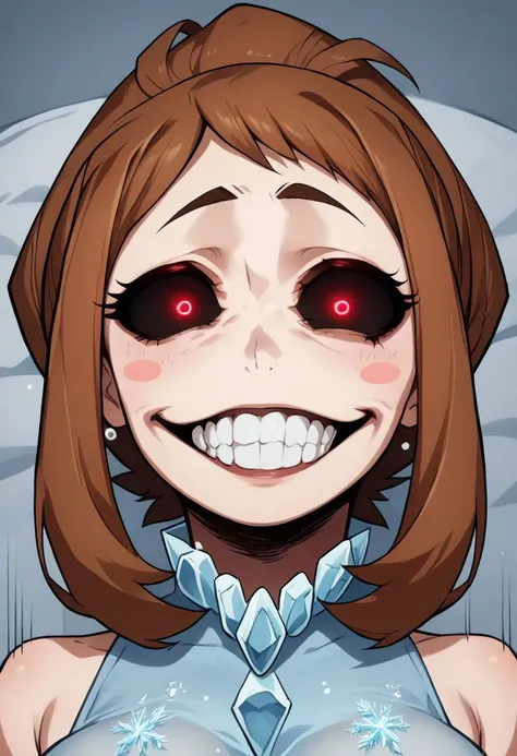 score_9, score_8_up, score_7_up, source_anime, source_hentai, zPDXL, OverallDetail
fisheye lens, portrait
1girl, uraraka ochako, 1girl, brown hair,brown eyes,short hair, blush stickers, ponytail, huge breasts, swinging breasts, (ice dress), facing wiever, (sprinting toward you), solgo, sharp teeth, evil grin, black sclera, glowing eyes,
[motion lines, motion blur]
detailed background, ((bed room, moonlight, moon))