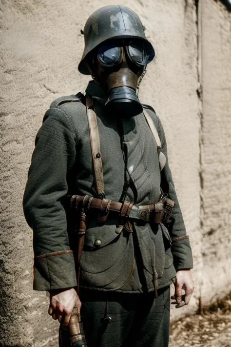 <lora:ww1ger_v0.1:1>, ww1ger,, <lora:envybetterhandsLocon_alpha3:1>, a soldier with a gasmask