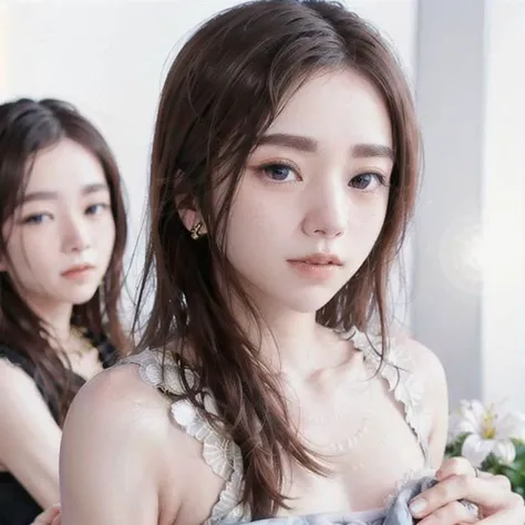 8k, best quality, 1girl, (skindentation), huge breast, morning, (bright), blur background, outdoor, (street:0.6), (people), crowds, braided bangs, blouse, gorgeous, floating hair, (dynamic pose:0.6), soft lighting, charming, wind, garden, sunlight, white light, (closed mouth:1.2, beautiful eyes, detailed eyes, detailed iris, beautiful lips, beautiful nose, beautiful face), milet,  <lora:milet:1>