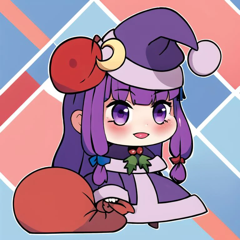 <lora:Padoru_Meme:1>, Padoru_Meme, 1girl,
((best quality)), mature, patchouli_knowledge, blushing, smile, purple hat, purple eyes, (crescent hat ornament), 1girl <lora:patchouliLORA-05:1>