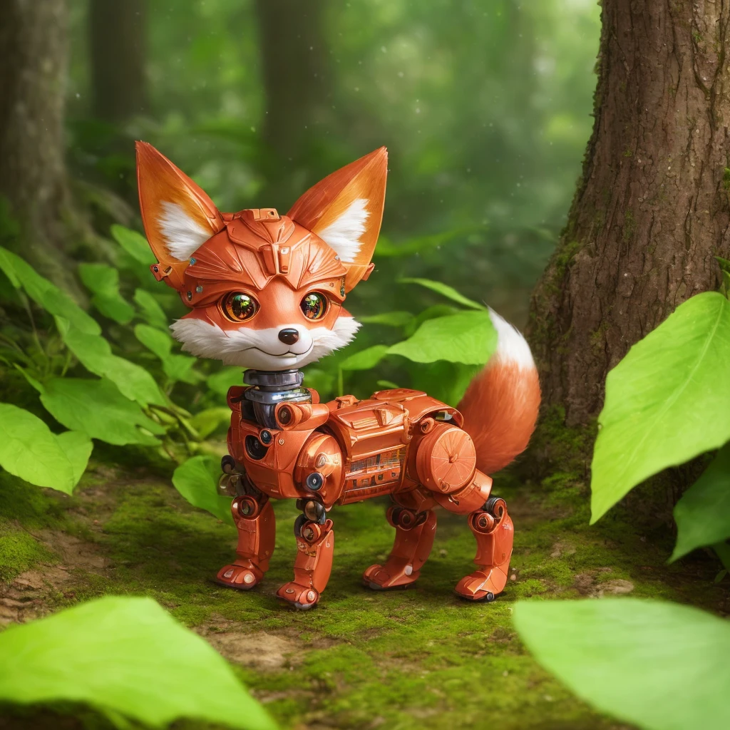 (highly detailed:1.2),(best quality:1.2),8k,sharp focus,(subsurface scattering:1.1),(award-winning wildlife photography:1.1)
(cute adorable little [robot:6] fox:1.2), playing in the leaves in a lush forest
(very detailed clothes:1.2), (highly detailed background:1.3), (chibi:1.2), (hyperrealistic:1.2), cinematic lighting, highly detailed,smooth, sharp focus, by artgerm wlop greg rutkowski,[(emb-rrf2:1.0):4]