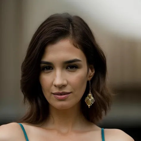 Realistic photo of a beautiful p4zv3g4 woman, 1girl, solo, long hair, looking at viewer, smile, simple background, brown hair, black hair, brown eyes, jewelry, earrings, parted lips, lips, traditional media, portrait, realistic, soft lighting, professional Photography, Photorealistic, detailed, RAW, analog, sharp focus, 8k, HD, DSLR, high quality, Fujifilm XT3, film grain, award winning, masterpiece <lora:p4zv3g4:1.0>