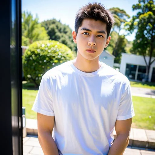 best quality, ultra high res, (photorealistic:1.4), masterpiece, blurry background ,gym, solo,1 boy,Young man ,standing,white skin, white t-shirt, posing, looking at viewer , face focus,<lora:china_idol2.2-000001:0.6>