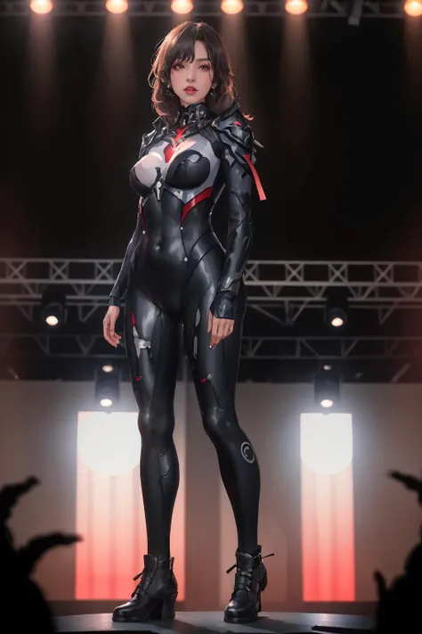 highres,absurdres,masterpiece,best quality,original,extremely detailed CG,extremely detailed wallpaper,perfect lighting,jitome,lips,makeup,standing on the stage,blurry background,1girl,
<lora:leibiliya_LoRA:0.5>,bodysuit,covered navel,