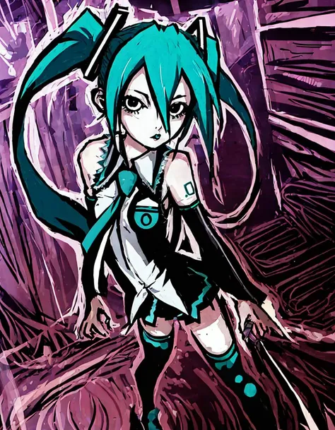 twintails, hatsune miku, hk_style <lora:hk_style_v1.0:1.0>