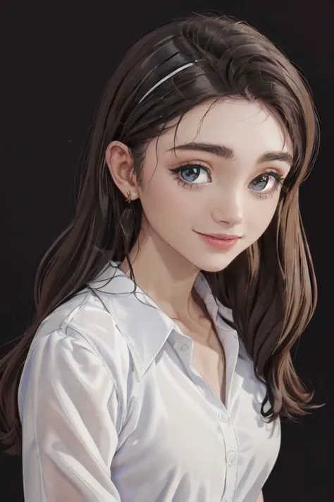 (masterpiece),
n4t4l14d,
smiling, 
white shirt,
HDR, highly detailed, 32k,
((black background)),
  <lora:n4t4l14d:1> n4t4l14d
