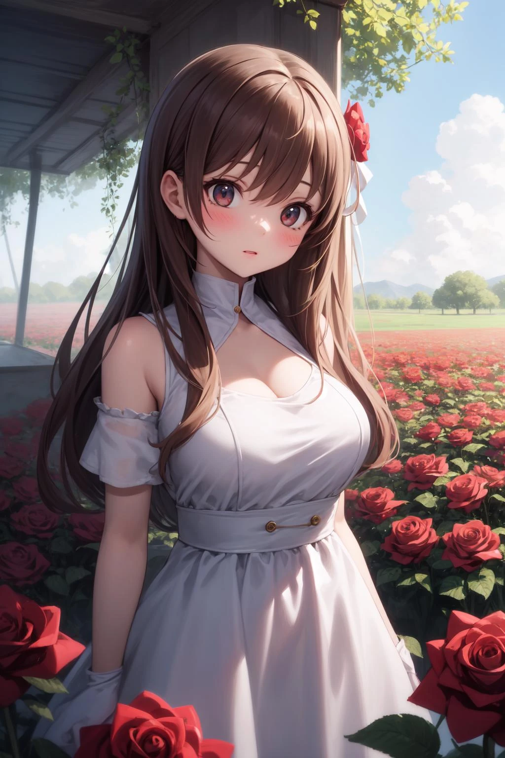 masterpiece, best quality, (1girl:1.2), rose field,