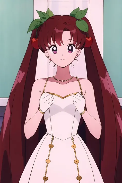 best quality, masterpiece, solo, 1girl, cherry hair ornament, smile, wedding dress,, <lora:sakura_miku-10:1>, sakuramikuv1,, <lora:smv1-10:1>,