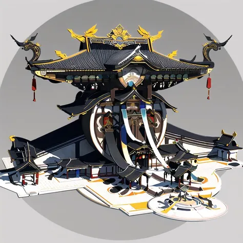 best quality,masterpiece,highly detailed,ultra-detailed,illustration,chinese style, chinese architecture, yanjia, solo,architecture, no_humans, <lora:yanjia_V1-000011:1>