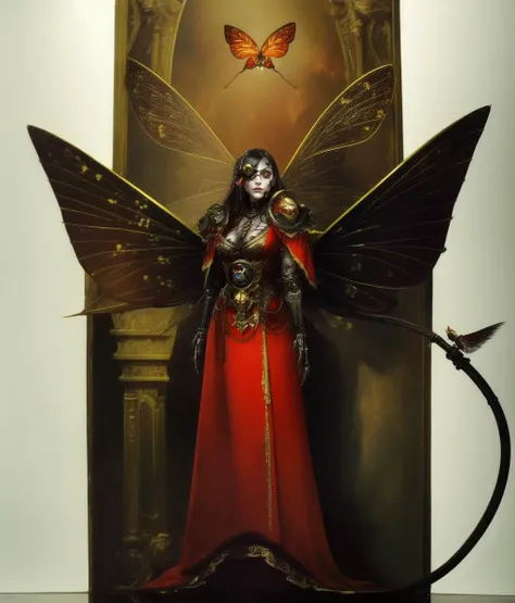 (high quality, masterpiece:1.3), intricately detailed, detailed face and eyes, 1girl, night, (dark shadows:1.3), dark, ruins, volumetric lighting, glowing, object source lighting, grimdark, warhammer 40k, <lora:bioniceyeLoRA1.0:0.8>, (bionic eye:1.2), (cyborg, wires, cable:1.3), adeptus mechanicus, techpriest, body horror, horror theme, mechanical arms, red robes, oil painting, moth girl, (moth wings:1.5), fur trim, fluffy