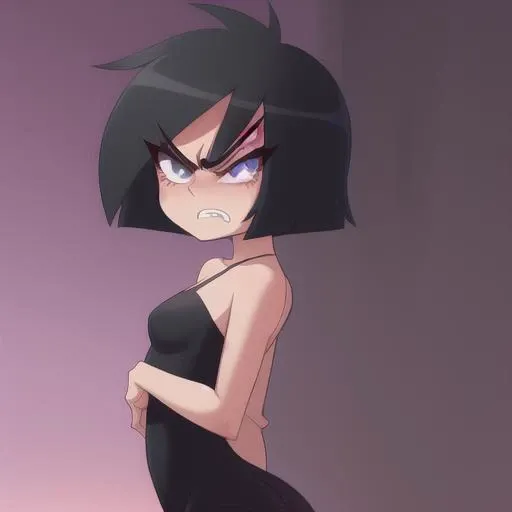 ((JS_CartoonStyle)),1girl,angry,flat hair,black,long eyelashes,<lora:JS_Cartoon_Style:0.9>