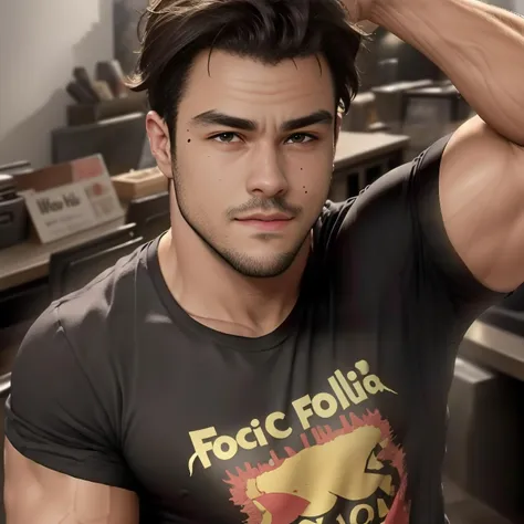 muscled, t-shirt, face details , <lora:Joaquim Lopes:1>, realistic, (face focus)