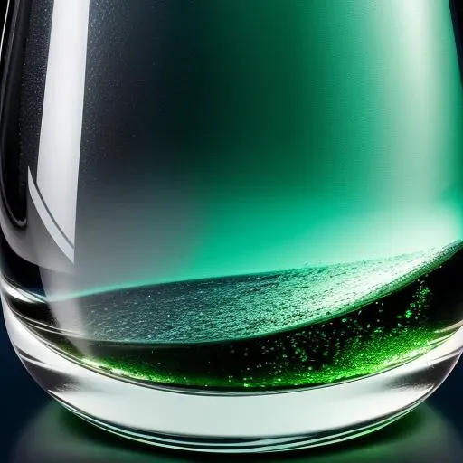 ((masterpiece)),((bestquality)),8k,high detailed,ultra-detailed,photography,award winning,documentary,realistic,crystal clear,8K UHD,high detail,ultrarealistic,cosmetic,green theme,gradient background,gradient,bottle,simple background,liquid,pouring,sparkling,reflection,transparent,shimmering,droplets,texture,reflection,highlights,shadows,macro shot,depth of field,colorful,rich tones,sharp focus,exquisite details,textured surface,smooth edges,subtle highlights,realistic lighting,medium close-up,