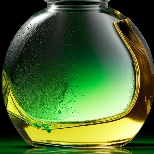 ((masterpiece)),((bestquality)),8k,high detailed,ultra-detailed,photography,award winning,documentary,realistic,crystal clear,8K UHD,high detail,ultrarealistic,cosmetic,green theme,gradient background,gradient,bottle,simple background,liquid,pouring,sparkling,reflection,transparent,shimmering,droplets,texture,reflection,highlights,shadows,macro shot,depth of field,colorful,rich tones,sharp focus,exquisite details,textured surface,smooth edges,subtle highlights,realistic lighting,medium close-up,