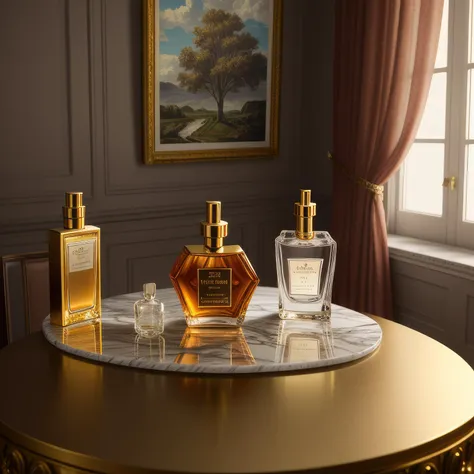 (masterpiece:1.21),(bestquality:1.21),8k,high detailed,ultra-detailed,photography,award winning,documentary,sharp focus,dslr,ultra quality,Fujifilm XT3,crystal clear,8K UHD,high detail,ultrarealistic,two bottles of perfume sitting on a table,volumetric light,groin,side lighting xf iq4,beauty campaign,golden sacred tree,beautiful ambient light,render to resolute perfection,award-winning render,sitting in a gilded throne,beautiful shades,inspired by Richard Gordon Kendall