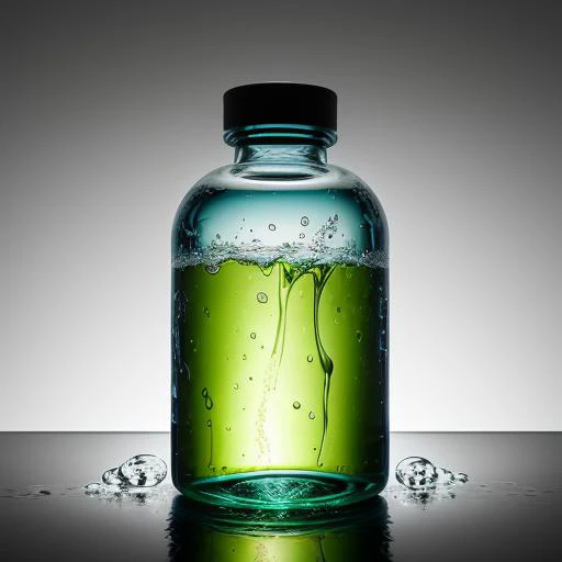 ((masterpiece)),((bestquality)),8k,high detailed,ultra-detailed,photography,award winning,documentary,realistic,crystal clear,8K UHD,high detail,ultrarealistic,cosmetic,green theme,gradient background,gradient,bottle,simple background,liquid,pouring,sparkling,reflection,transparent,shimmering,droplets,texture,reflection,highlights,shadows,macro shot,depth of field,colorful,rich tones,sharp focus,exquisite details,textured surface,smooth edges,subtle highlights,realistic lighting,medium close-up,