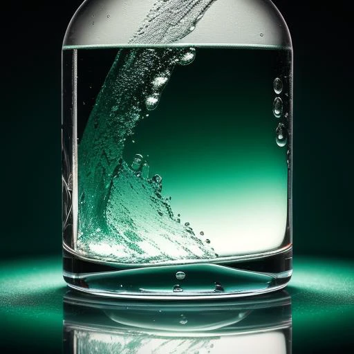 ((masterpiece)),((bestquality)),8k,high detailed,ultra-detailed,photography,award winning,documentary,realistic,crystal clear,8K UHD,high detail,ultrarealistic,cosmetic,green theme,gradient background,gradient,bottle,simple background,liquid,pouring,sparkling,reflection,transparent,shimmering,droplets,texture,reflection,highlights,shadows,macro shot,depth of field,colorful,rich tones,sharp focus,exquisite details,textured surface,smooth edges,subtle highlights,realistic lighting,medium close-up,