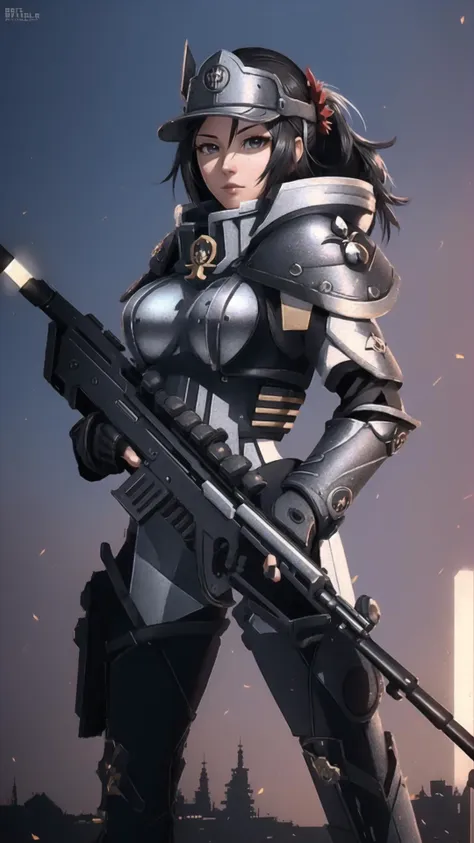 <lora:edgWar40KAdeptaSororitas:0.75> edgAdepta, wearing edgAdepta, (power armor, shoulder armor:1.15), skull emblem, (fleur de lis:1.15), BREAK, <lora:kaischulen-nvwls-v1:0.7> kai schulen, 1girl, grey eyes, long hair, hat, fingerless gloves, visor cap, BREAK, <lora:ArsenalLoHa-v1.0:0.5> heavy weapon, bolt action, sniper, sniper rifle, rifle in one hand, (bolter, boltgun:1.15), masterpiece, best quality, extremely detailed, highly quality, 4k, sharp focus, professional, sharp focus, award winning, cinematic lighting, octane render, unreal engine, volumetrics dtx, Wallpaper,