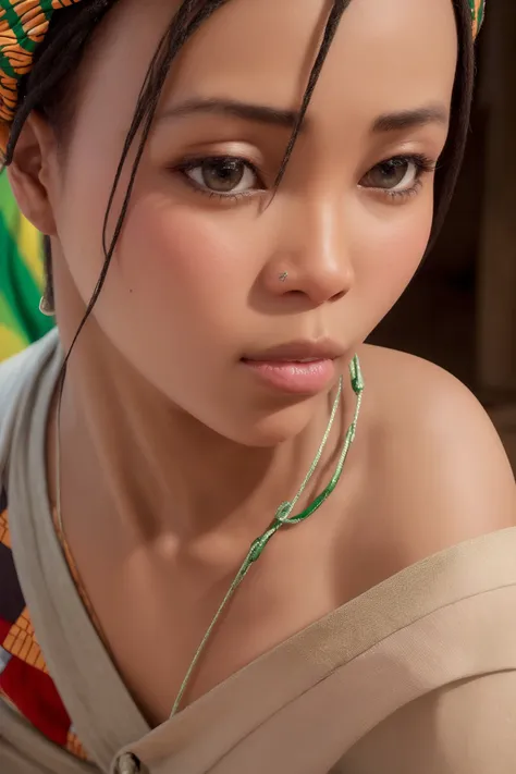 masterpiece, best quality, ultra high res, (photorealistic:1.8), unreal_engine, photograph, realistic_skin_texture, (Zambian woman:1.8), solo, ultra face detailed, outdoors