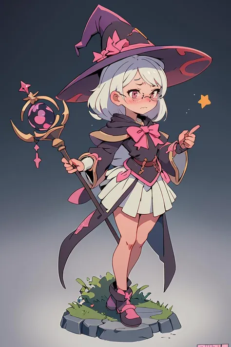 (best quality, masterpiece), (extremely detailed:1.3), (1girl), HDR, petite, witch hat, witch, magical girl, star \(symbol\), active pose, orb, medieval, holding staff,