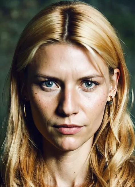 A stunning intricate full color portrait of (35 years old sks woman:1) as (viking warrior), (barbarian),  epic character composition, by ilya kuvshinov, alessio albi, nina masic, sharp focus, natural lighting, subsurface scattering, f2, 35mm, film grain, <lora:locon_claire_v1_from_v1_64_32:1.3>