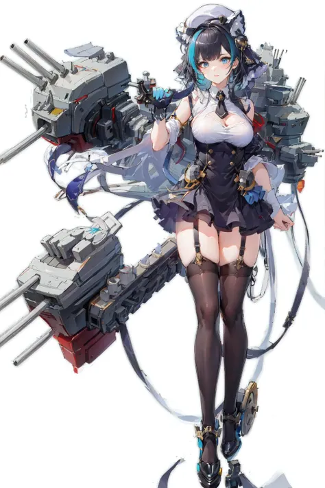 [(white background:1.5)::5], (imid shot:0.95), (full body:1.25), Dynamic angle, (falt color:1.3),colorful
rigging, machinery, cannon,turret, 
cheshire \(azur lane\), black hair,
 <lora:azur lane_20230619144714-000018:0.6> <lora:cheshireAzurLane_v10:0.7>
