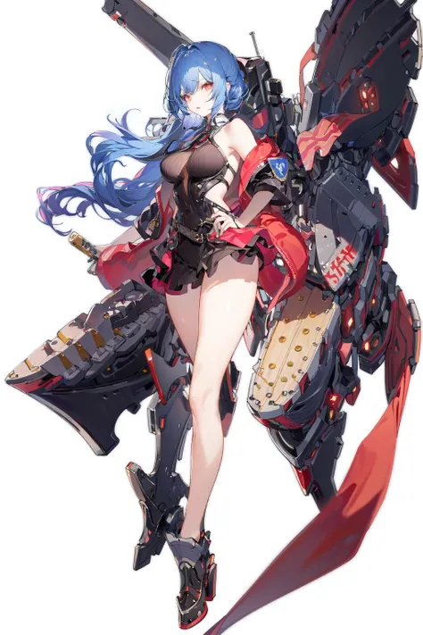 [(white background:1.5)::5], (imid shot:0.95), (full body:1.25), Dynamic angle, (falt color:1.3),colorful
rigging, machinery, cannon,turret, 
slim legs, red eyes,
 <lora:azur lane_20230619144714-000018:0.6>