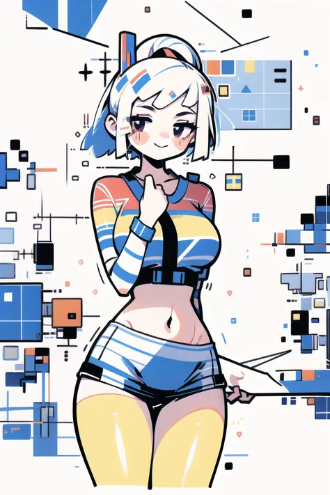 score_9, score_8_up, score_7_up, score_6_up, score_5_up, score_4_up, BREAK, source_anime, anime screencap, anime coloring, 1girl, solo, perfect anatomy, Fuwa Kokone, blue hair, medium hair, green eyes, lite smile, looking at viewer, navel, (skintight, very tight gym uniform, short sleeves, white shirt, shirt-in, under sized micro blue buruma, zettai ryouiki white thighhighs), sagging huge_breasts, tarechichi, erect nipples, thigh gap, indoor, double v, standing, skinny, (unshaven hairy natural public hair:1.3)