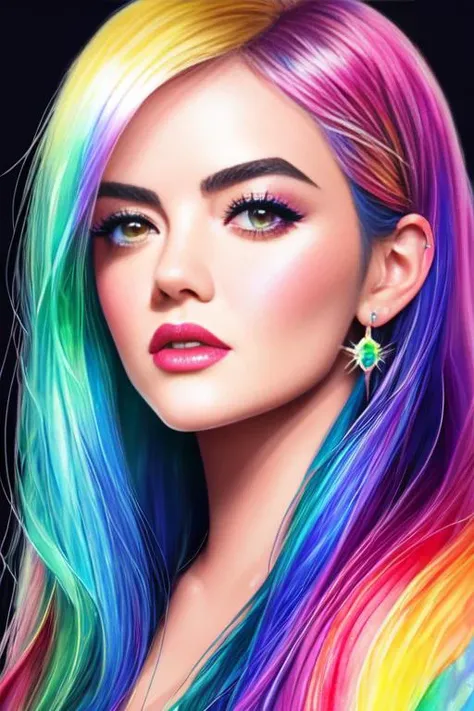 lucyhale-5200 is the queen of rainbow magic, anime Character Design, Unreal Engine, Beautiful, Tumblr Aesthetic, Hd Photography, Hyperrealism, Beautiful Watercolor Painting, Realistic, Detailed, Painting By Olga Shvartsur, Svetlana Novikova, Fine Art