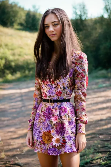 A stunning intricate full color portrait of a woman,wearing a floral dress, happy, epic character composition,by ilya kuvshinov, alessio albi, nina masic,sharp focus, natural lighting, subsurface scattering, f2, 35mm, film grain , (straight hair)  <lora:ShrimaMalati:1>