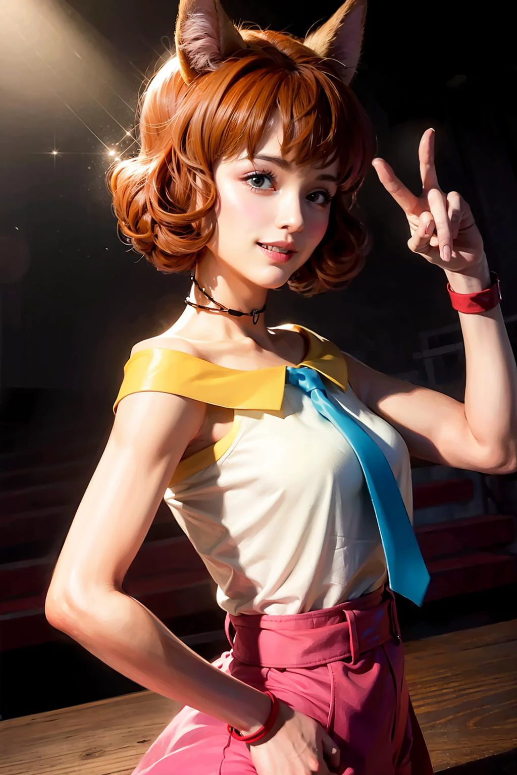 masterpiece, best quality, <lora:koto:1>,1girl,red choker,smile,necktie,