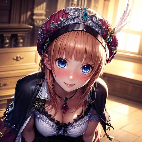 8k, 4k, intricate details, cinematic lighting, stunning environment, ornate, (realistic:1.1), detailed face, detailed eyes, detailed shadows, 1girl, (atelier series:1.1), belt, blue eyes, blush, boots, brown hair, capelet, hat, jewelry, short hair, necklace, shirt, skirt, smile, solo, <lora:CHA_Rorona:1>,  <lora:1_ADD_Detail:1>, full body