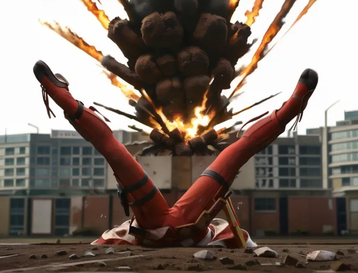 score_9, score_8_up, score_7_up, source_anime source_manga source_game, rating_safe (tokusatsu_explosion_effect:1.65) _explosion_effects, <lora:Deadpool_PONY:1> (solo 1boy:1.0) deadpool, deadpool \(movieoutdoors, building, city, <lora:ichizoku_pose_pony:1.25> ke_no_ichizoku_pose, lense flare , expression_splash , commercial poster , high contrast , motion blur ,bokeh