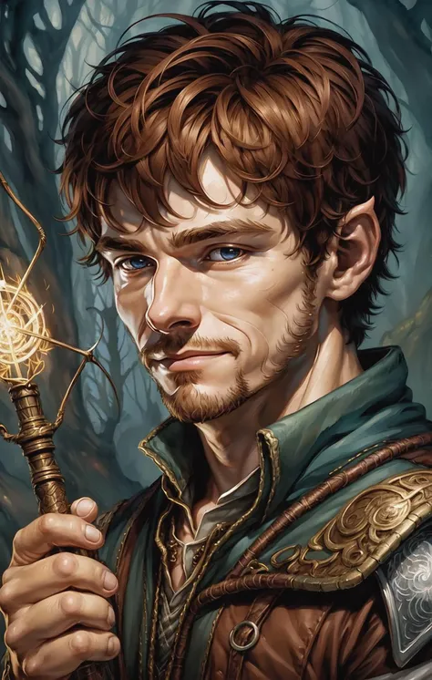fantasy portrait of young (man:1.3) Sorcerer, halfling, (illustration, brush strokes), (close up:1.2), [0.2::holding iron staff|] (painting:0.5), art by magali velleneuve, (albert lynch:0.5), (jean-baptiste monge:0.5), william o'connor
<lora:bgp:0.4>