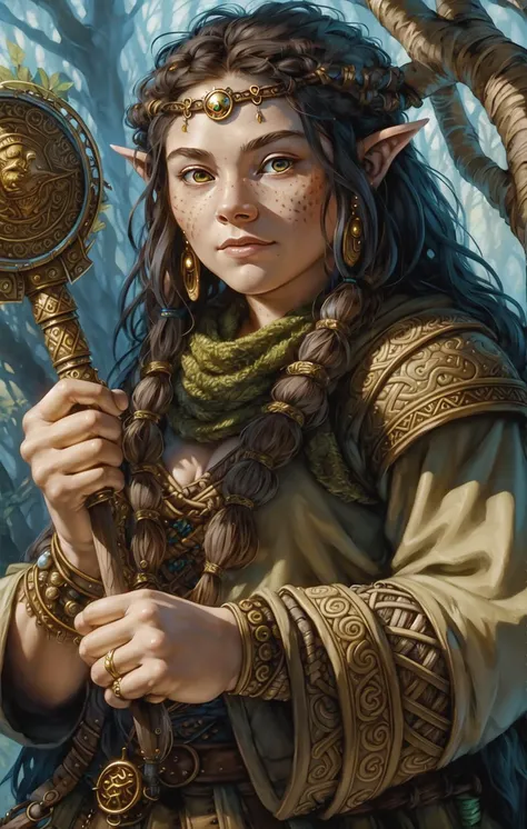 fantasy portrait of young woman Druid, dwarf, illustration, (close up), [0.2::holding ornate shortsword|] (painting:0.5), brush strokes,
art by magali velleneuve, (albert lynch:0.5), (jean-baptiste monge:0.5), william o'connor
<lora:bgp:0.5>