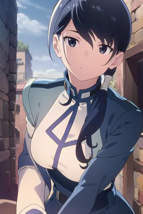 grimgarmerry, <lyco:merry-lyco-nochekaiser:1>,
merry, short hair, blue hair, (black eyes:1.5), ponytail, low ponytail, side locks,
BREAK gloves, pantyhose, uniform, long sleeves, white uniform, blue uniform,
BREAK looking at viewer,
BREAK outdoors,
BREAK <lyco:GoodHands-beta2:1>, (masterpiece:1.2), best quality, high resolution, unity 8k wallpaper, (illustration:0.8), (beautiful detailed eyes:1.6), extremely detailed face, perfect lighting, extremely detailed CG, (perfect hands, perfect anatomy),