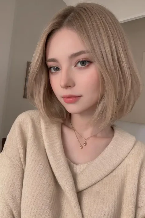 4k, 8k, ultra highres, raw photo in hdr, sharp focus, intricate texture, skin imperfections, realistic, detailed facial features, highly detailed face, posing, standing,perfect lighting, necklace, caucasian women, (fashion),<lora:Peachmilky:0.7> Peachmilky1, blonde hair,sweater