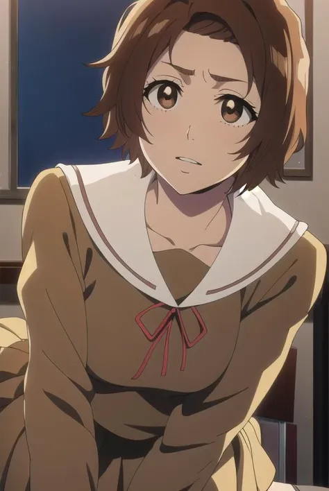 masakikurosaki, <lyco:masakikurosaki-LYCORIStest:1>,
masaki kurosaki, short hair, brown hair, (brown eyes:1.5),
BREAK skirt, ribbon, school uniform, pleated skirt, serafuku, socks, kneehighs, white socks,
BREAK looking at viewer,
BREAK indoors, classroom,
BREAK <lora:GoodHands-vanilla:1>, (masterpiece:1.2), best quality, high resolution, unity 8k wallpaper, (illustration:0.8), (beautiful detailed eyes:1.6), extremely detailed face, perfect lighting, extremely detailed CG, (perfect hands, perfect anatomy),