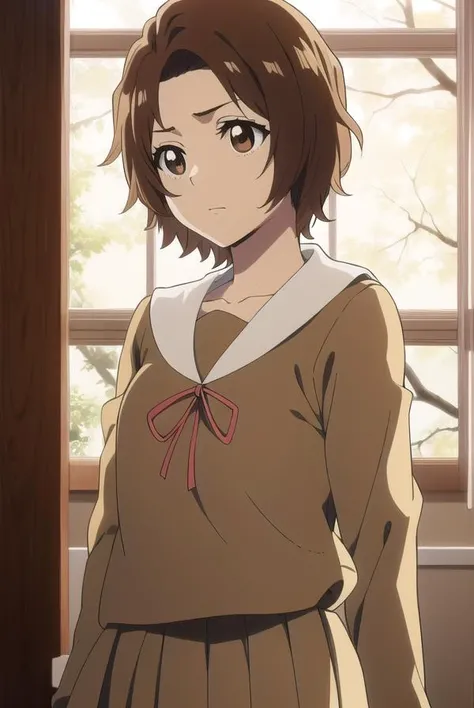 masakikurosaki, <lyco:masakikurosaki-LYCORIStest:1>,
masaki kurosaki, short hair, brown hair, (brown eyes:1.5),
BREAK skirt, ribbon, school uniform, pleated skirt, serafuku, socks, kneehighs, white socks,
BREAK looking at viewer,
BREAK indoors, classroom,
BREAK <lora:GoodHands-vanilla:1>, (masterpiece:1.2), best quality, high resolution, unity 8k wallpaper, (illustration:0.8), (beautiful detailed eyes:1.6), extremely detailed face, perfect lighting, extremely detailed CG, (perfect hands, perfect anatomy),