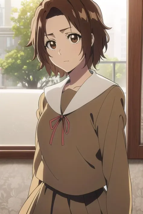 masakikurosaki, <lyco:masakikurosaki-LYCORIStest:1>,
masaki kurosaki, short hair, brown hair, (brown eyes:1.5),
BREAK skirt, ribbon, school uniform, pleated skirt, serafuku, socks, kneehighs, white socks,
BREAK looking at viewer,
BREAK indoors, classroom,
BREAK <lora:GoodHands-vanilla:1>, (masterpiece:1.2), best quality, high resolution, unity 8k wallpaper, (illustration:0.8), (beautiful detailed eyes:1.6), extremely detailed face, perfect lighting, extremely detailed CG, (perfect hands, perfect anatomy),