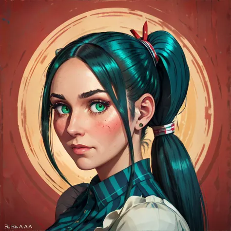 <lora:americanvacation:1.0>, SixtiesRamada, 1girl, indigo twintails, green eyes, shy, blush expression, masterpiece, 8k, high resolution, shallow depth of field, sharp focus