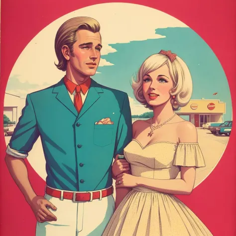 A man and a woman by SixtiesRamada <lora:SixtiesRamada:1>
